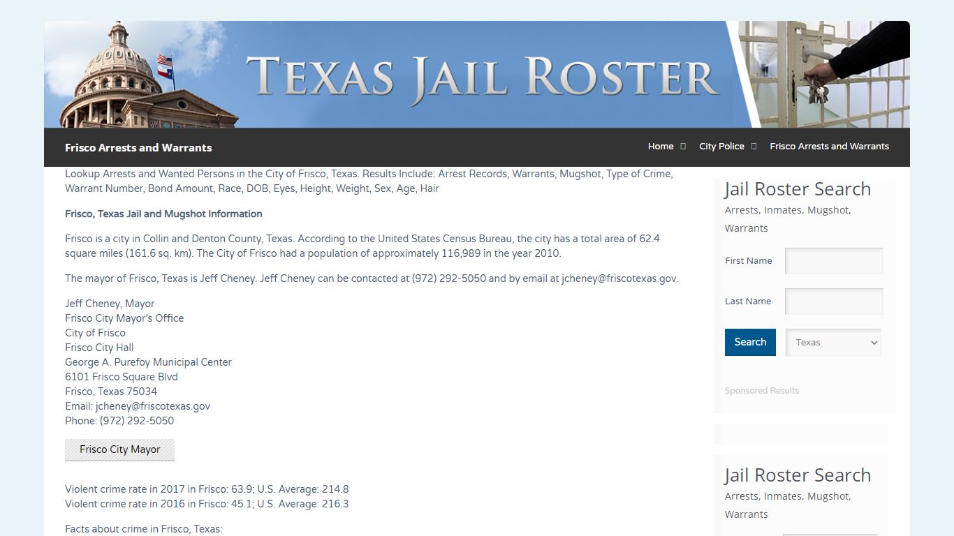 Frisco Arrests and Warrants | Jail Roster Search